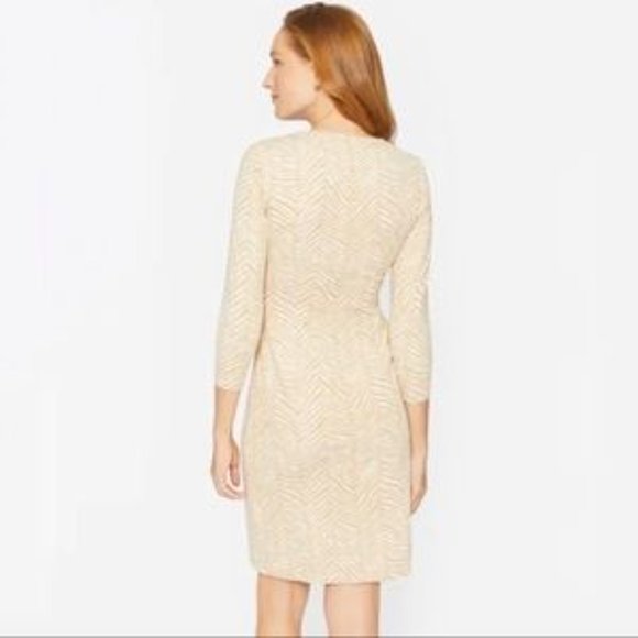 J. McLaughlin Sophia Dress XL Herringbone Pelage Tan Cream Catalina Cloth - Picture 3 of 4